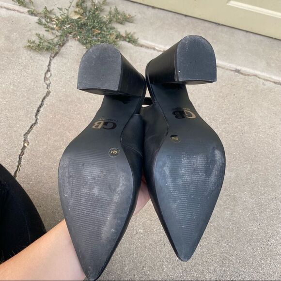 🍄 Gianni Bini Open Heel Leather Upper Chunky Heels - Picture 6 of 7